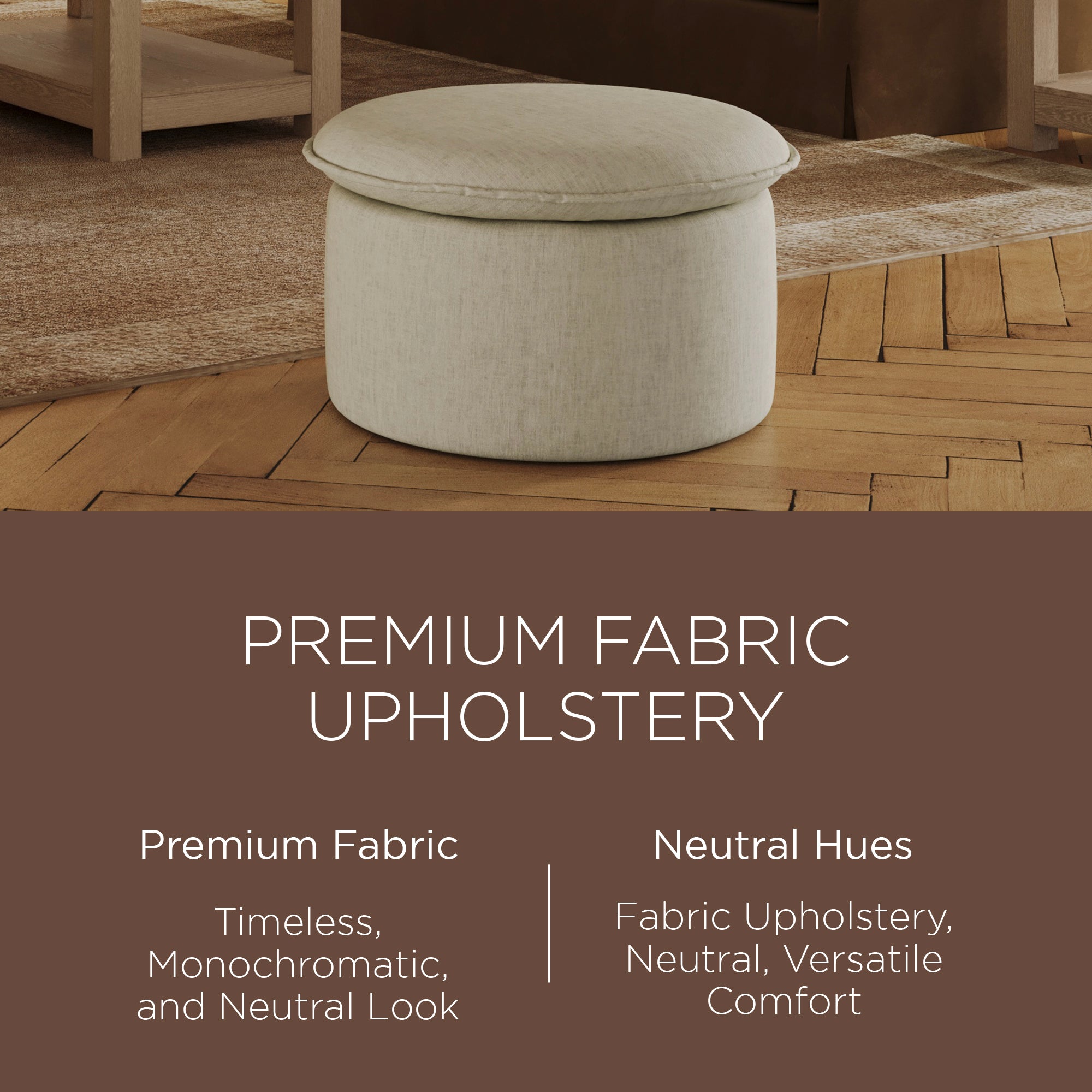Maven Lane Lyra Contemporary Ottoman in Dove Fabric Upholstery (Open Box) - VMInnovations