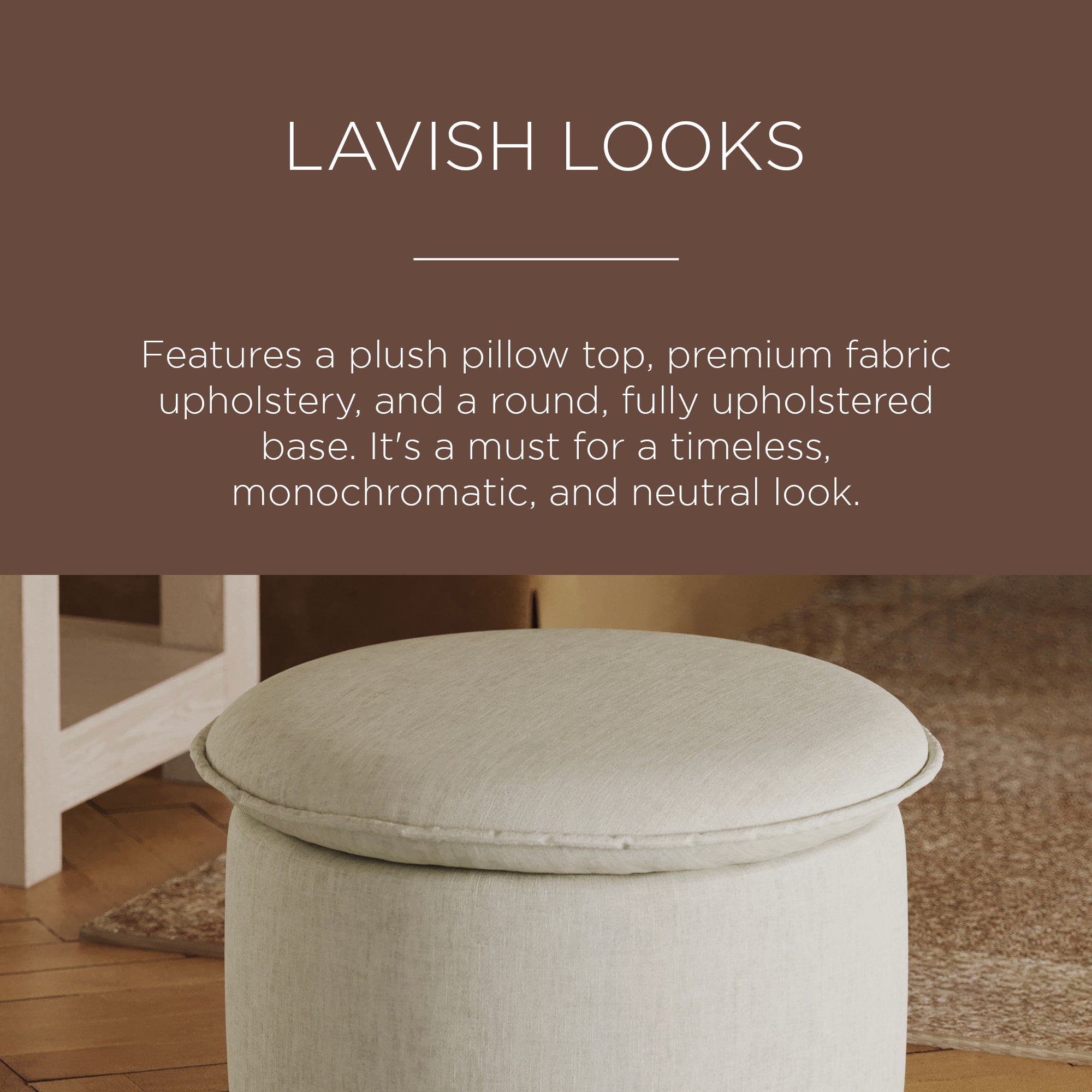 Maven Lane Lyra Contemporary Ottoman in Dove Fabric Upholstery (Open Box) - VMInnovations