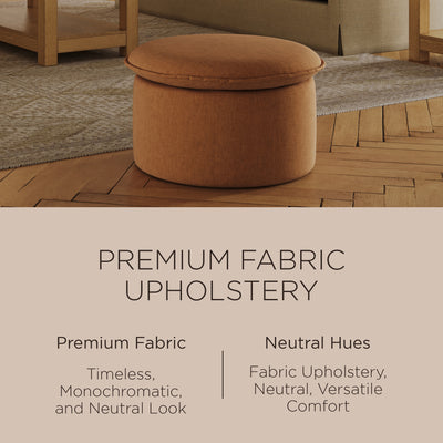 Maven Lane Lyra Contemporary Ottoman in Clay Fabric Upholstery