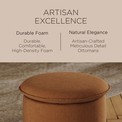 Maven Lane Lyra Contemporary Ottoman in Clay Fabric Upholstery (Open Box) - VMInnovations