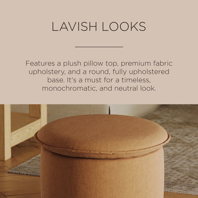 Maven Lane Lyra Contemporary Ottoman in Clay Fabric Upholstery