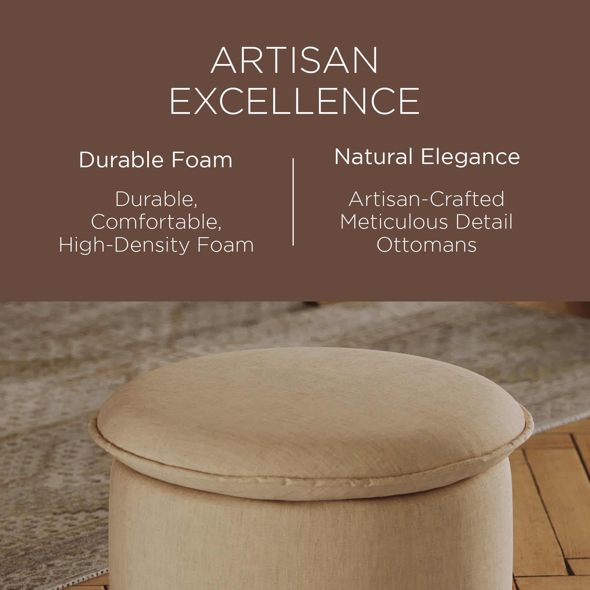 Maven Lane Lyra Contemporary Ottoman in Taupe Fabric Upholstery (Open Box) - VMInnovations