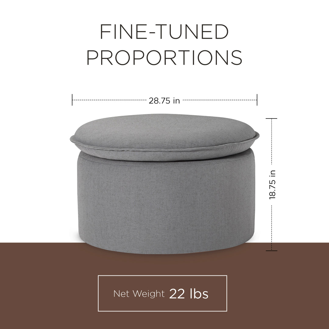 Maven Lane Lyra Contemporary Ottoman in Slate Fabric Upholstery