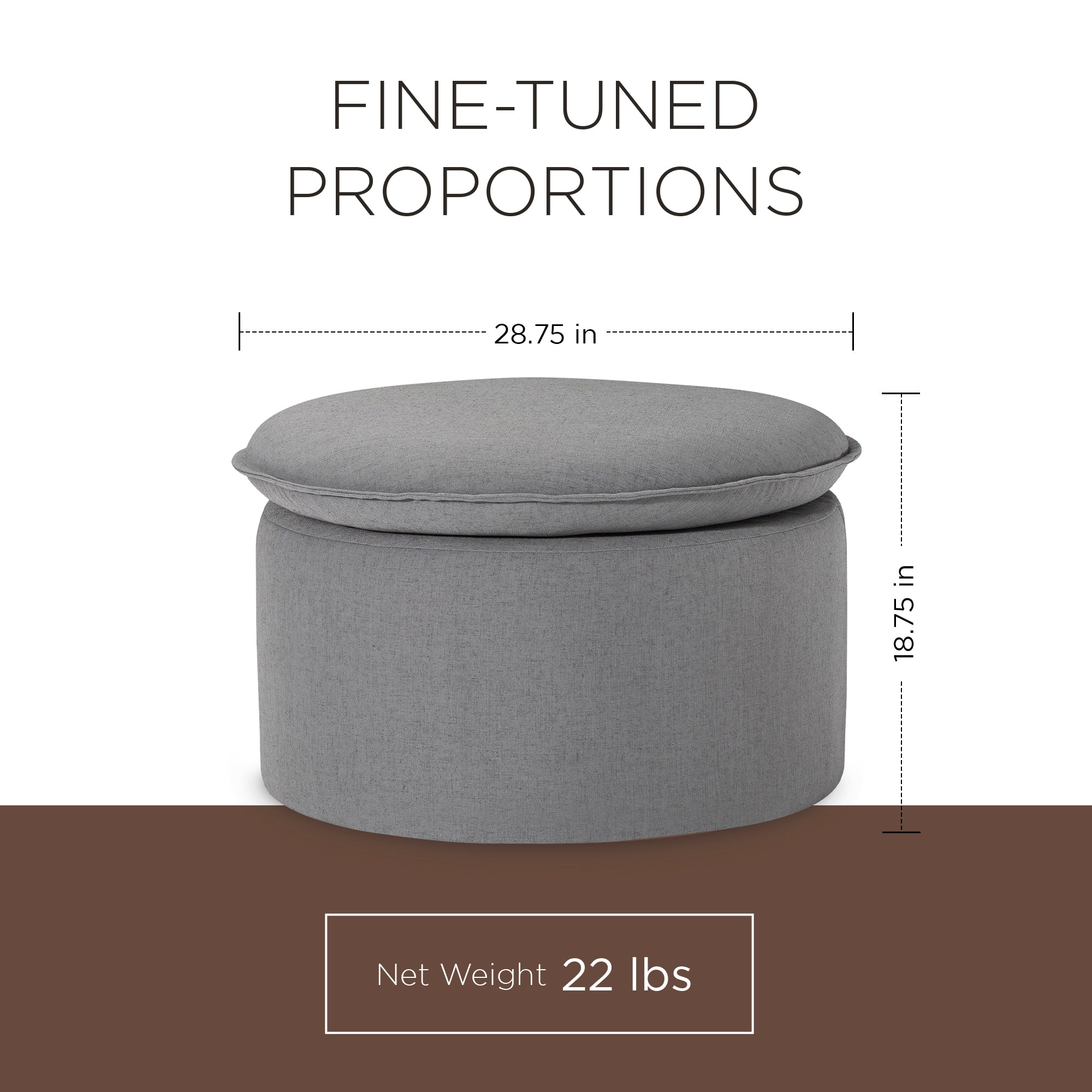 Maven Lane Lyra Contemporary Ottoman in Slate Fabric Upholstery (Open Box) - VMInnovations