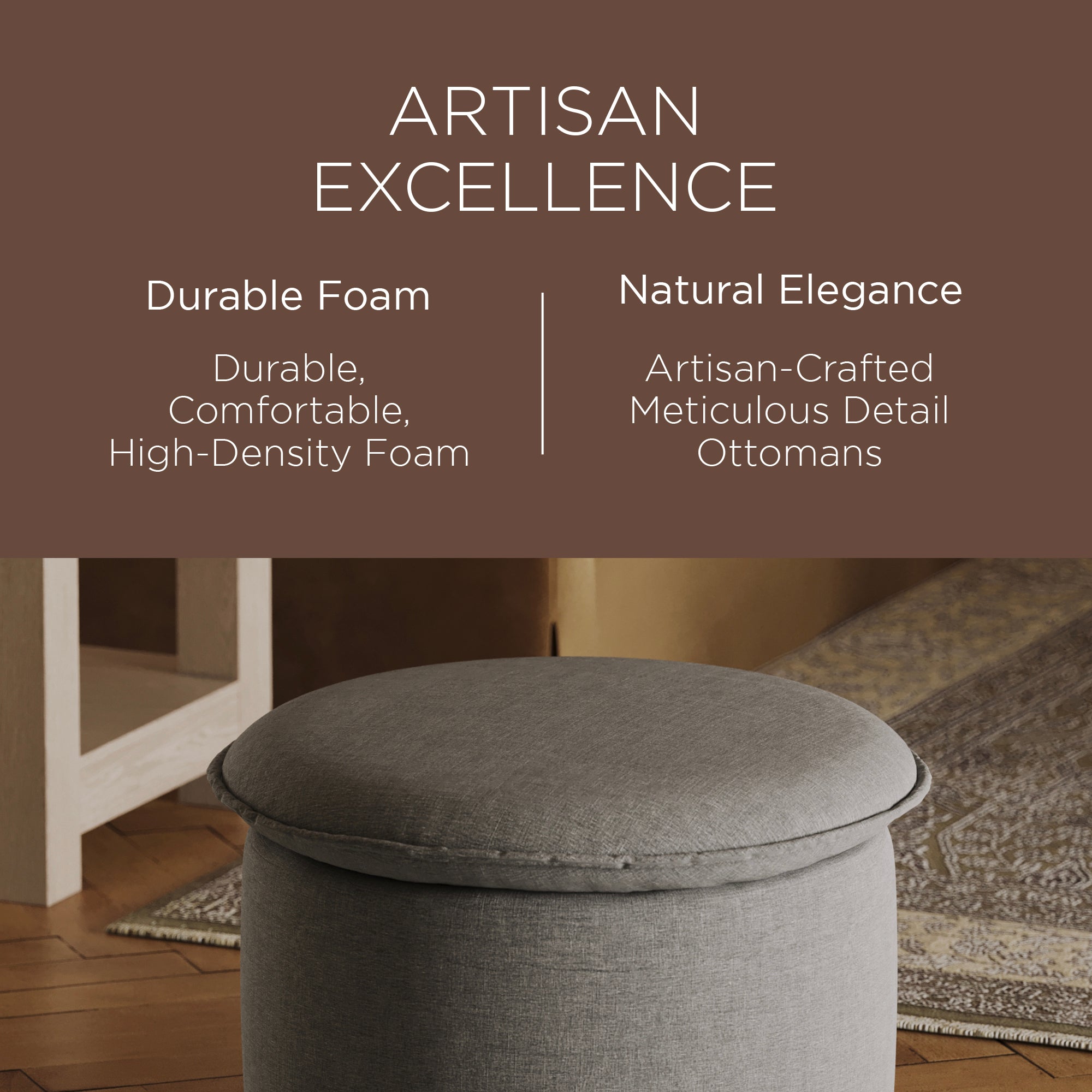 Maven Lane Lyra Contemporary Ottoman in Slate Fabric Upholstery (Open Box) - VMInnovations