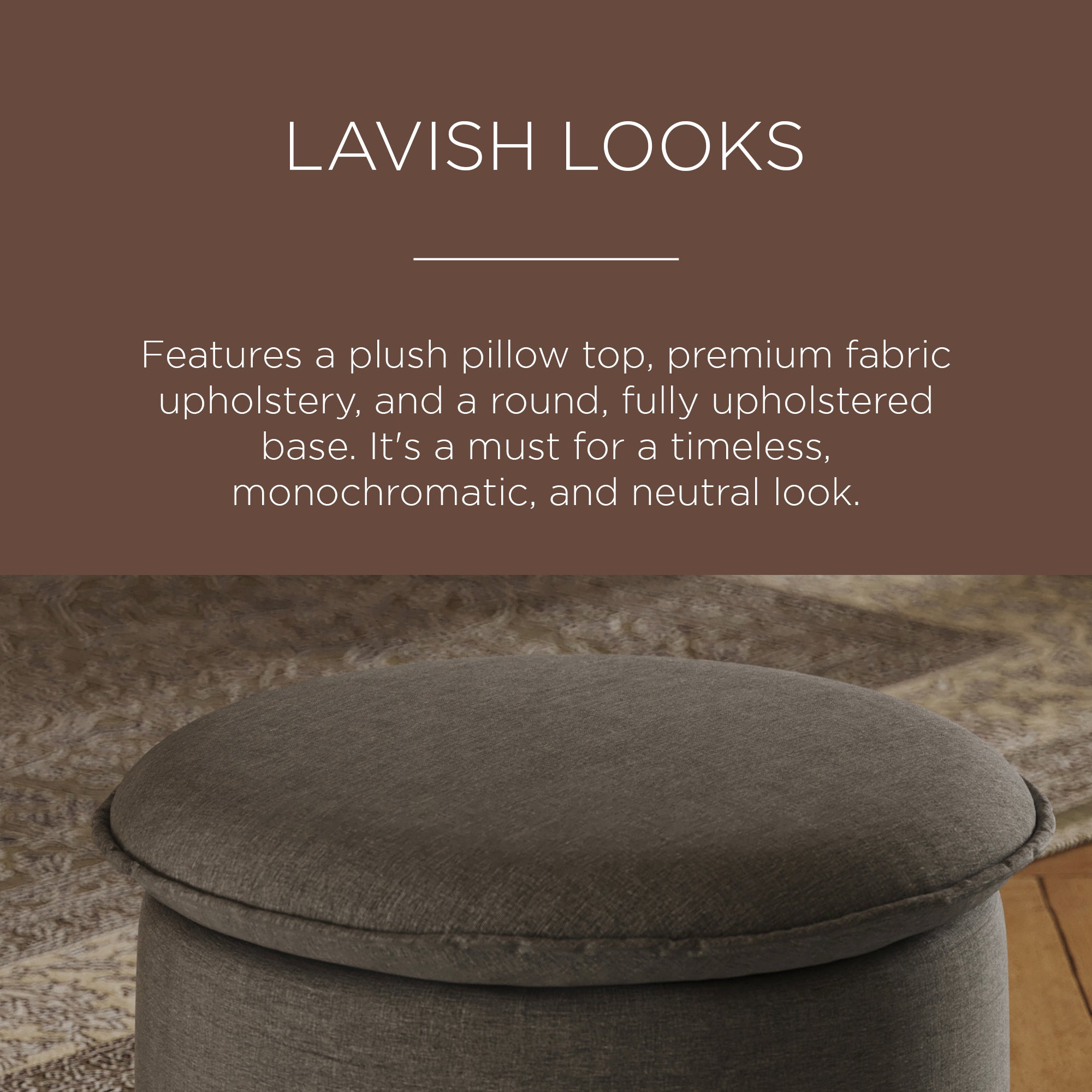 Maven Lane Lyra Contemporary Ottoman in Slate Fabric Upholstery (Open Box) - VMInnovations