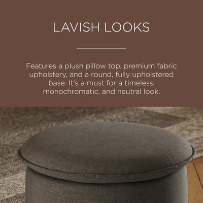 Maven Lane Lyra Contemporary Ottoman in Slate Fabric Upholstery