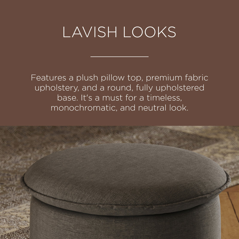 Maven Lane Lyra Contemporary Ottoman in Slate Fabric Upholstery