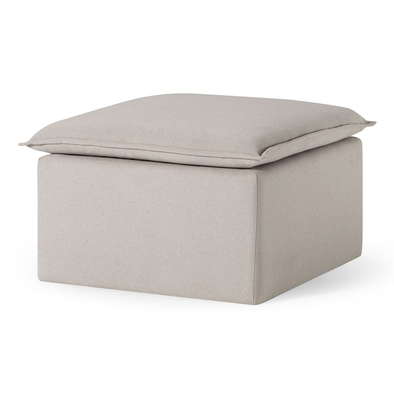 Maven Lane Claude Rustic Ottoman in Dove Fabric Upholstery (Used)