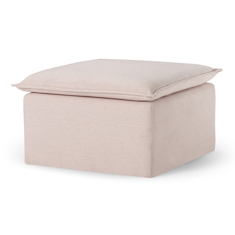 Maven Lane Claude Rustic Ottoman in Cream Fabric Upholstery