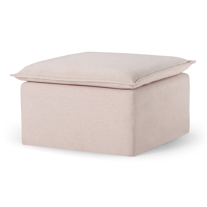 Maven Lane Claude Rustic Ottoman in Cream Fabric Upholstery (Open Box)
