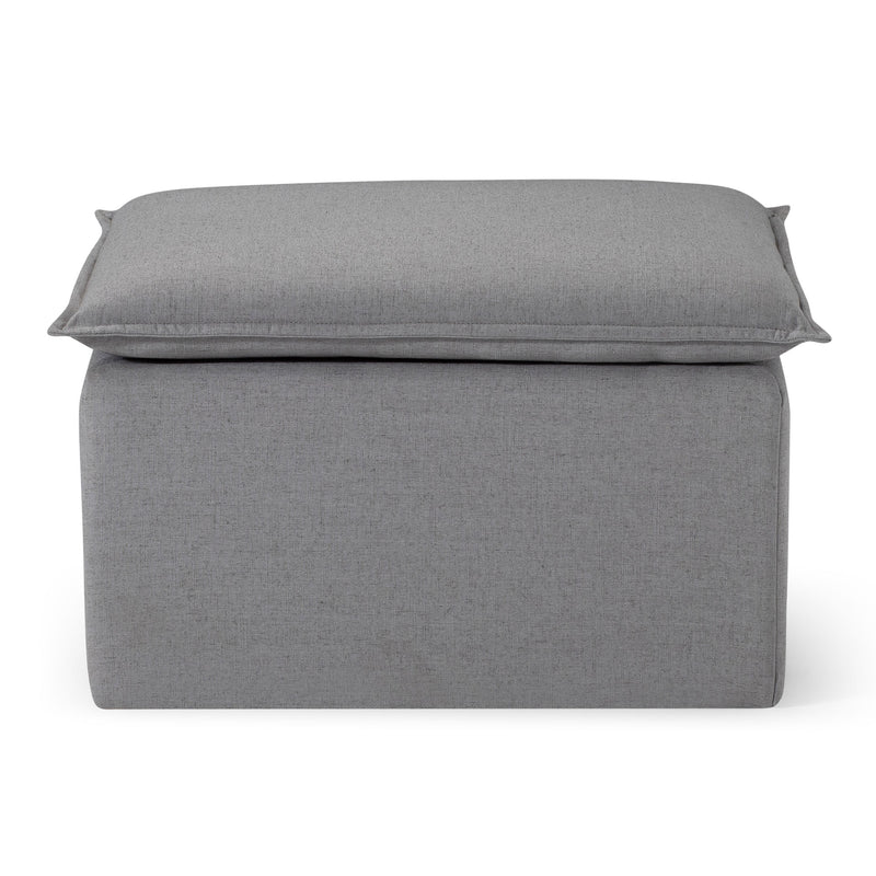 Maven Lane Claude Rustic Ottoman in Slate Fabric Upholstery