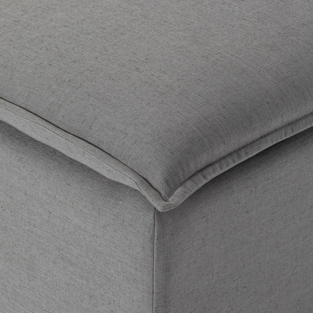 Maven Lane Claude Rustic Ottoman in Slate Fabric Upholstery (Open Box)