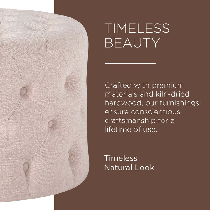 Maven Lane Marcy Traditional Ottoman in Cream Fabric Upholstery (For Parts) - VMInnovations