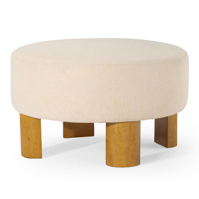 Maven Lane Contemporary Upholstered Ottoman w/Natural Wood Finish(Open Box) - VMInnovations