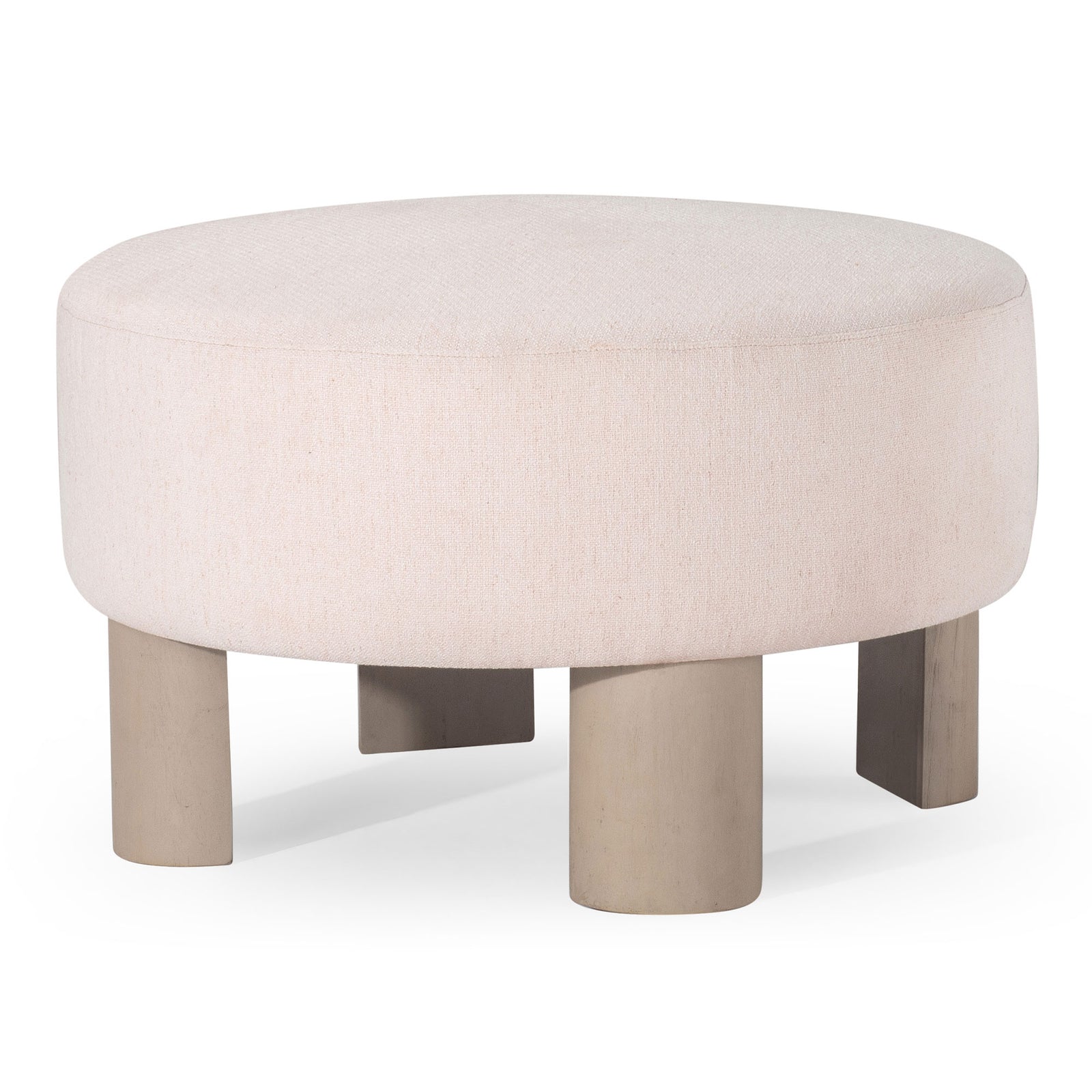 Maven Lane Celia Contemporary Upholstered Ottoman with Refined White Wood Finish - VMInnovations