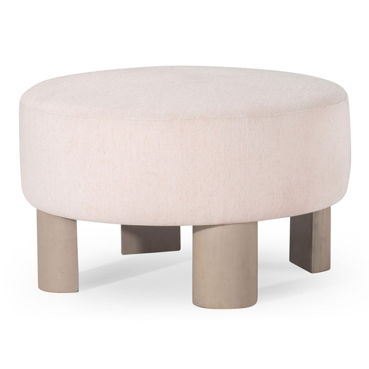 Maven Lane Contemporary Upholstered Ottoman with Refined White Wood Finish(Used) - VMInnovations