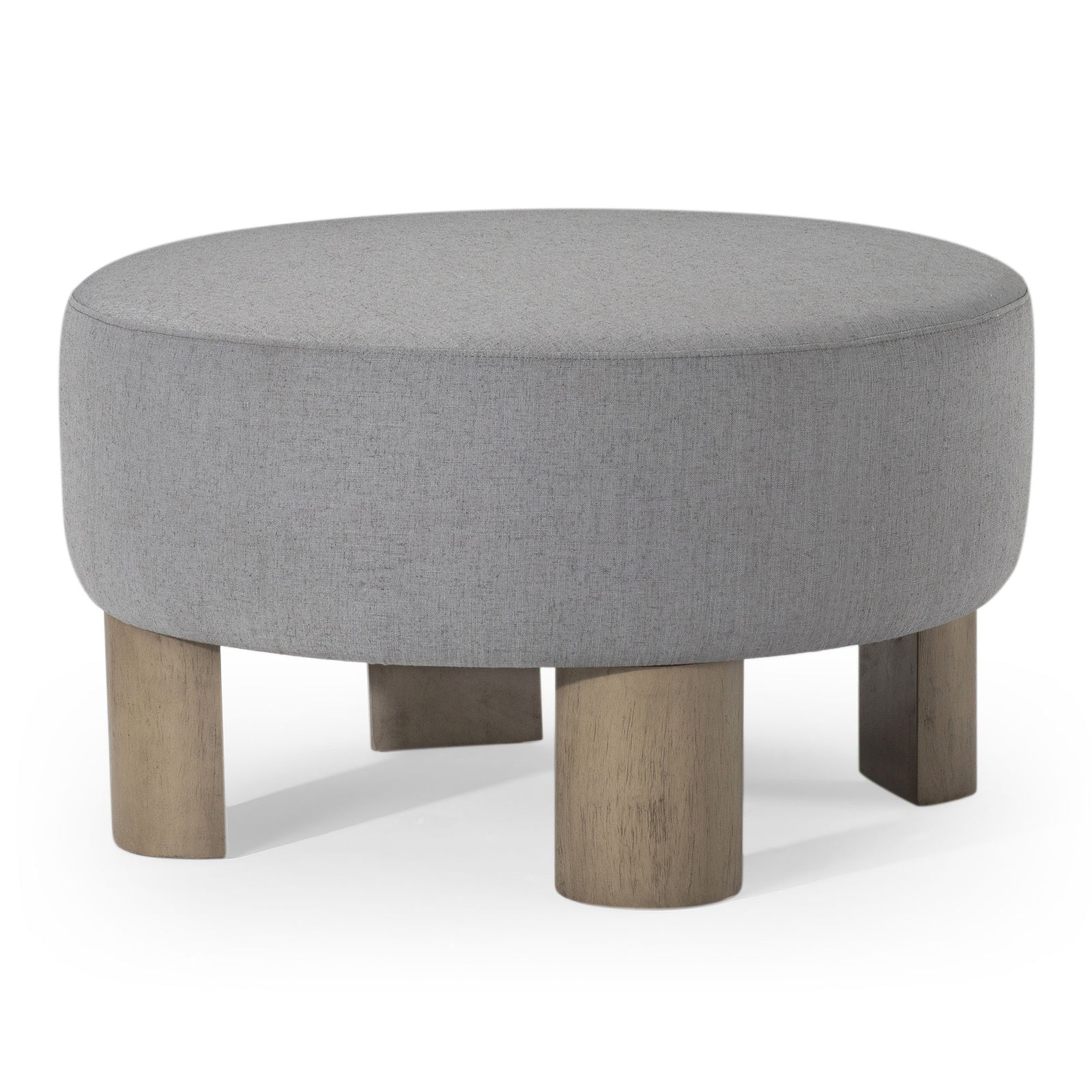 Maven Lane Celia Contemporary Upholstered Ottoman with Refined Grey Wood Finish - VMInnovations