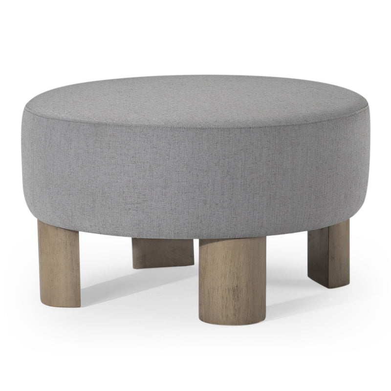 Maven Lane Celia Upholstered Ottoman with Refined Grey Wood Finish (Open Box)