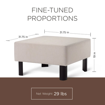 Maven Lane Contemporary Upholstered Ottoman w/Refined Black Wood Finish (Used) - VMInnovations