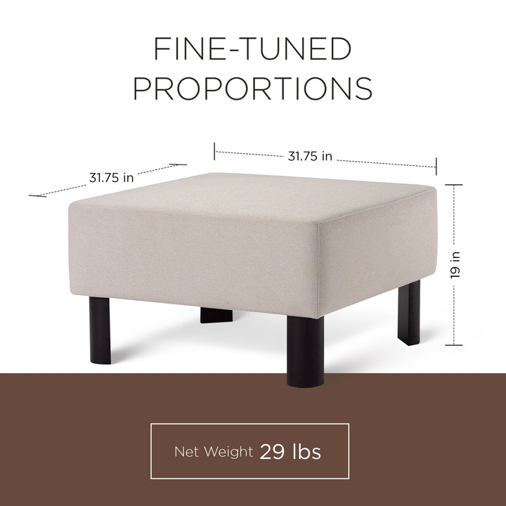 Maven Lane Contemporary Upholstered Ottoman w/Refined Black Wood Finish (Used)