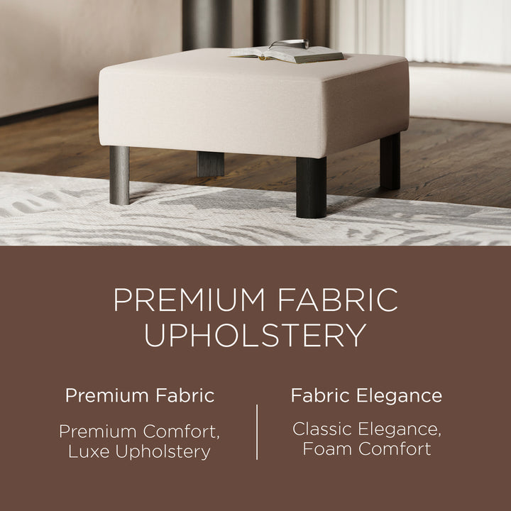 Maven Lane Contemporary Upholstered Ottoman w/Refined Black Wood Finish (Used)