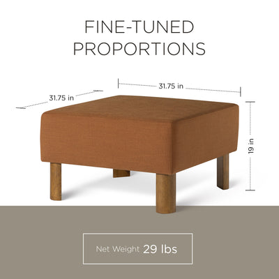 Maven Lane Contemporary Ottoman w/Refined Brown Wood Finish(Open Box) - VMInnovations