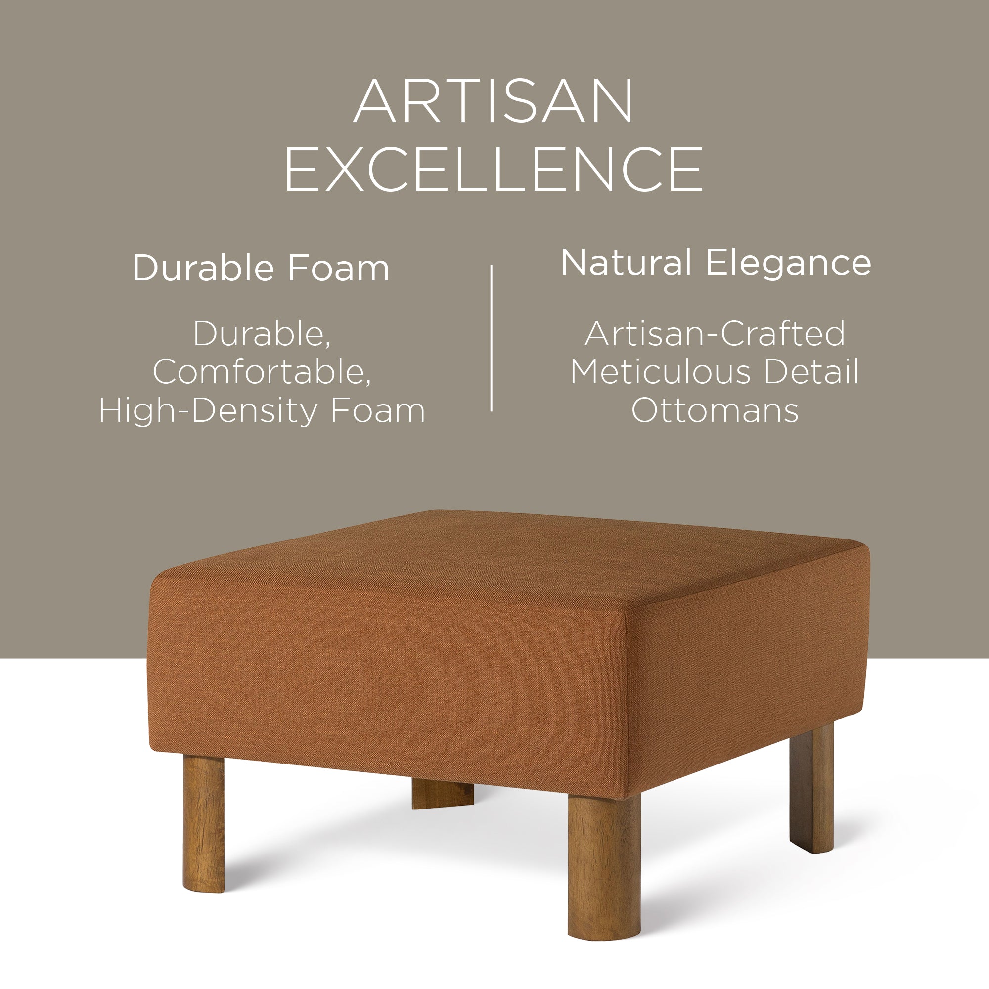 Maven Lane Contemporary Ottoman w/Refined Brown Wood Finish(Open Box) - VMInnovations