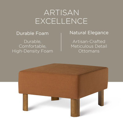 Maven Lane Contemporary Ottoman w/Refined Brown Wood Finish(Open Box) - VMInnovations