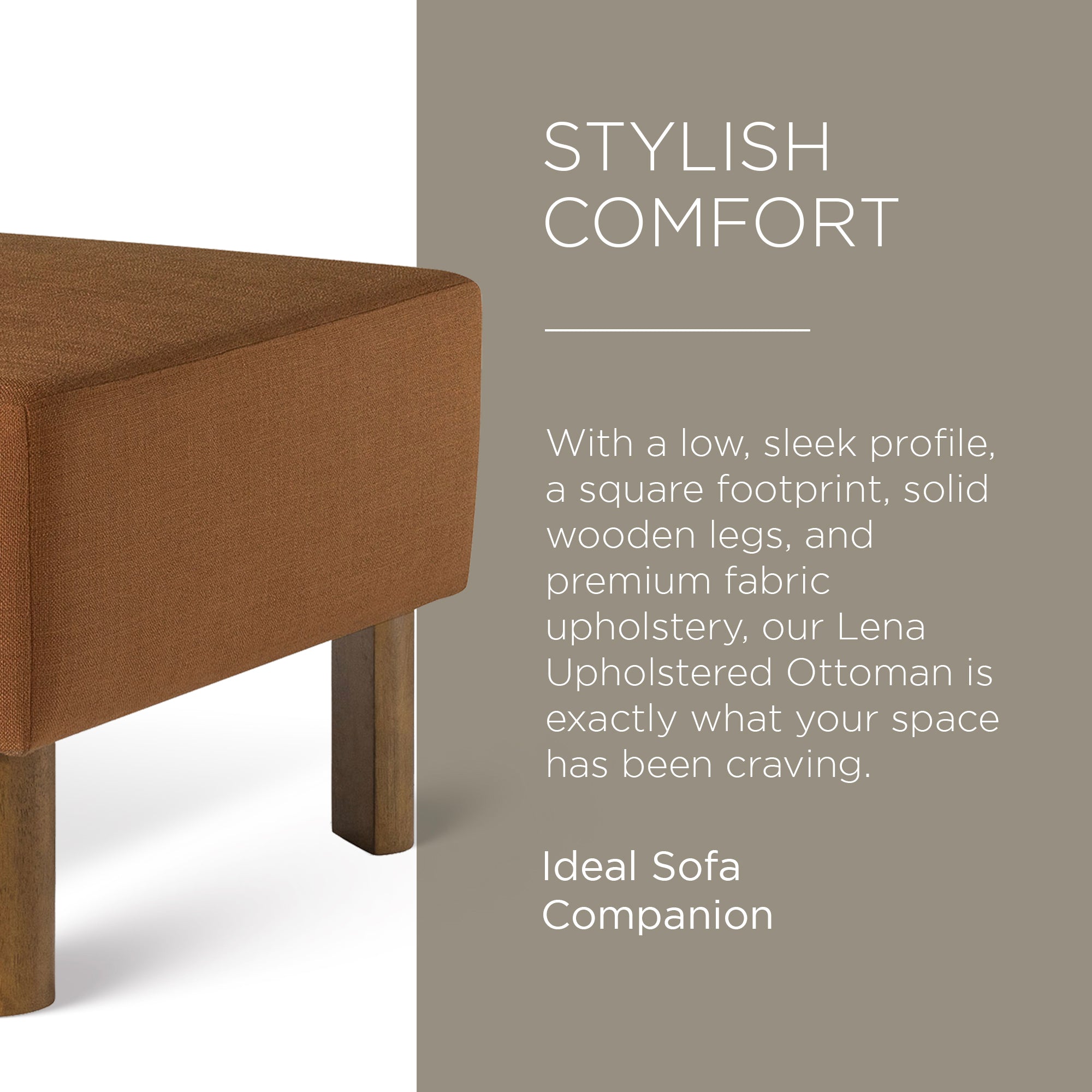 Maven Lane Contemporary Ottoman w/Refined Brown Wood Finish(Open Box) - VMInnovations