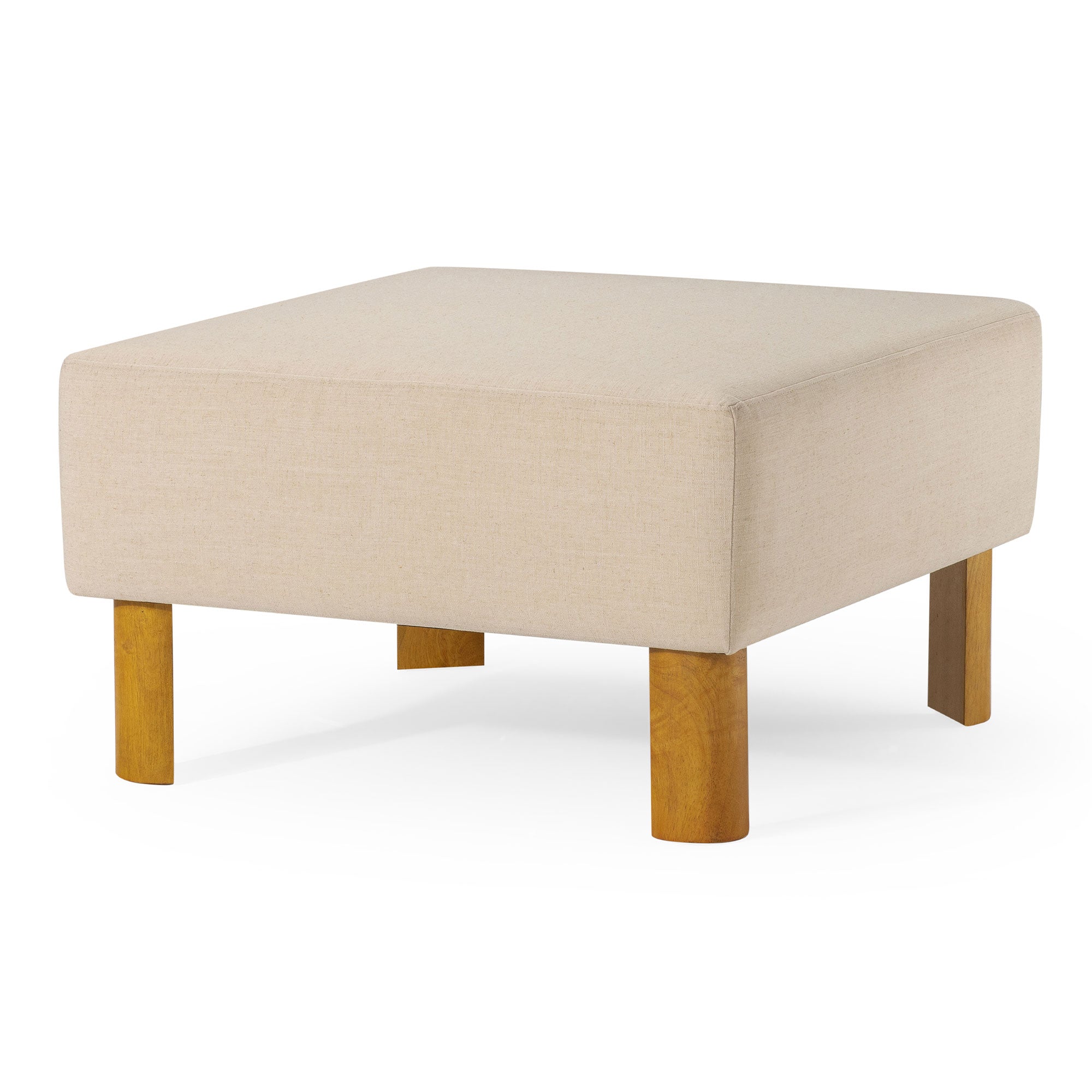 Maven Lane Lena Contemporary Upholstered Ottoman w/ Refined Natural Wood Finish - VMInnovations