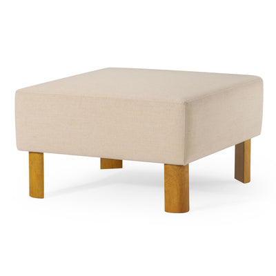 Maven Lane Lena Contemporary Upholstered Ottoman w/ Refined Natural Wood Finish