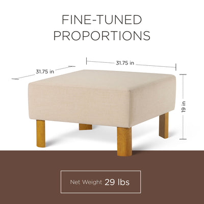 Maven Lane Contemporary Upholstered Ottoman w/Natural Wood Finish (Open Box) - VMInnovations