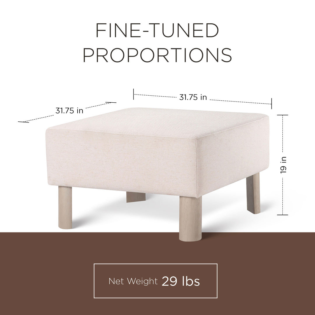 Maven Lane Contemporary Upholstered Ottoman w/Refined White Finish (Open Box)