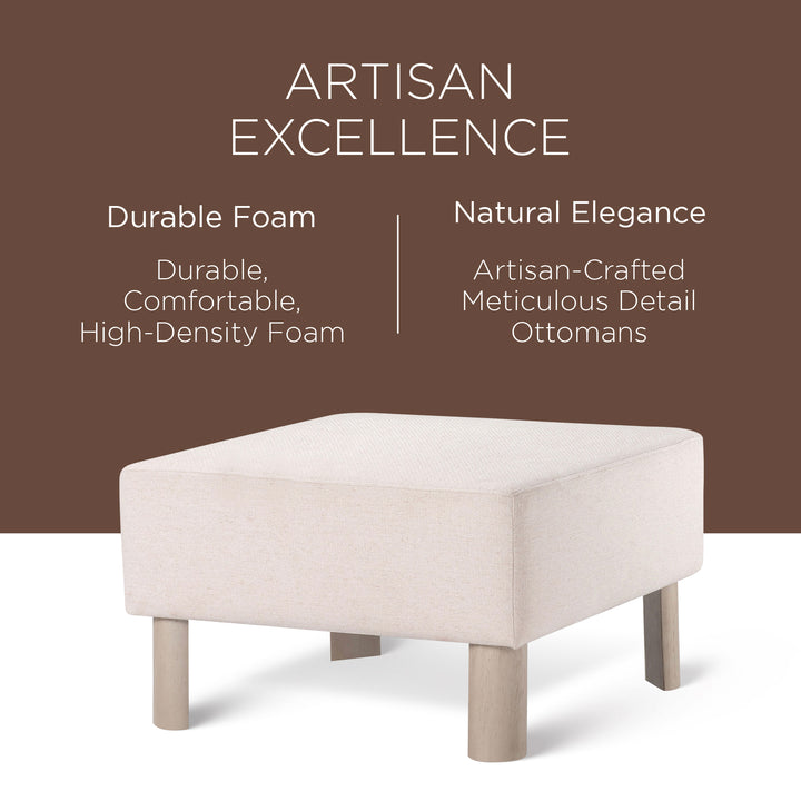 Maven Lane Contemporary Upholstered Ottoman w/Refined White Finish (Open Box)