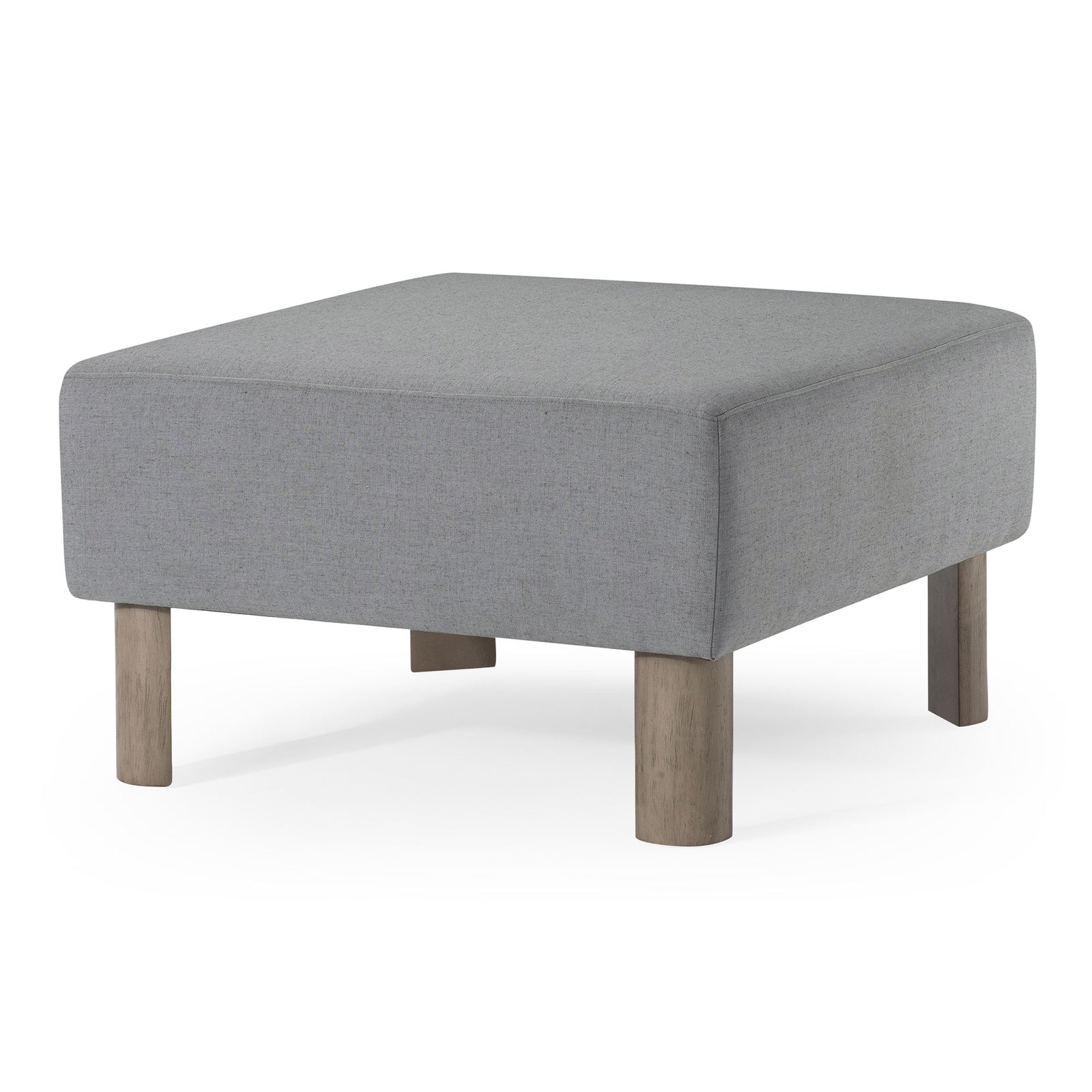 Maven Lane Lena Contemporary Upholstered Ottoman with Refined Grey Wood Finish - VMInnovations
