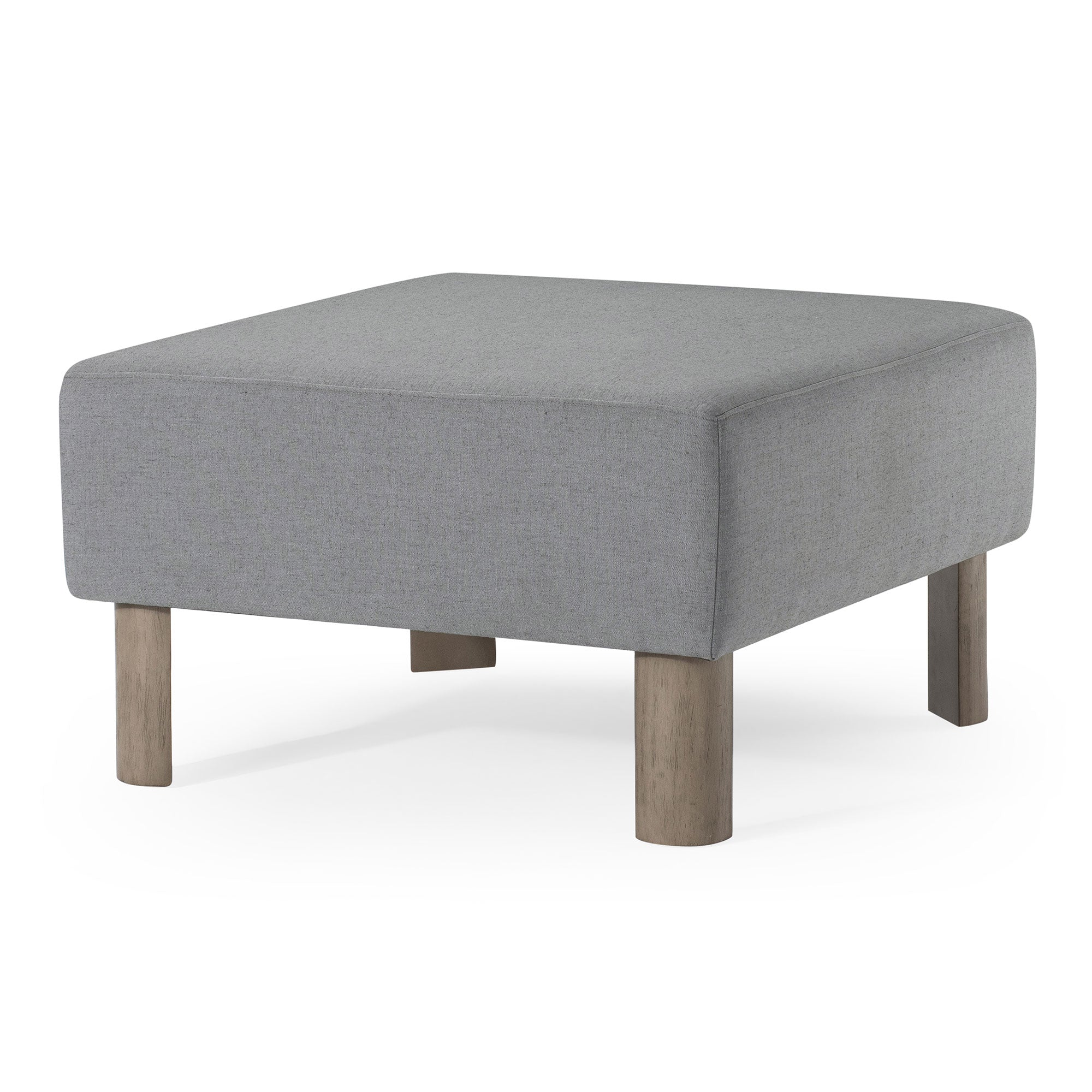 Maven Lane Lena Contemporary Upholstered Ottoman with Refined Grey Wood Finish - VMInnovations