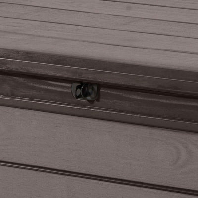 Keter Brushwood 120 Gallon Resin Outdoor Deck Storage Box for Yard Tools, Brown - VMInnovations