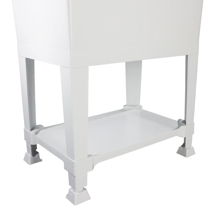UTILITYSINKS Plastic 30” Freestanding Utility Tub Sink with Pull Faucet, White - VMInnovations