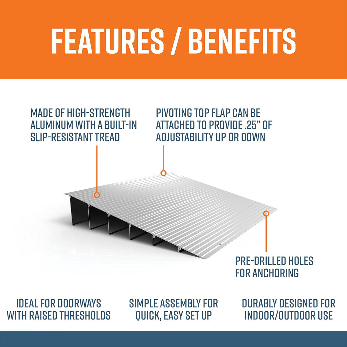 EZ-ACCESS TRANSITIONS 6” Portable Self Supporting Aluminum Entry Ramp (Open Box)