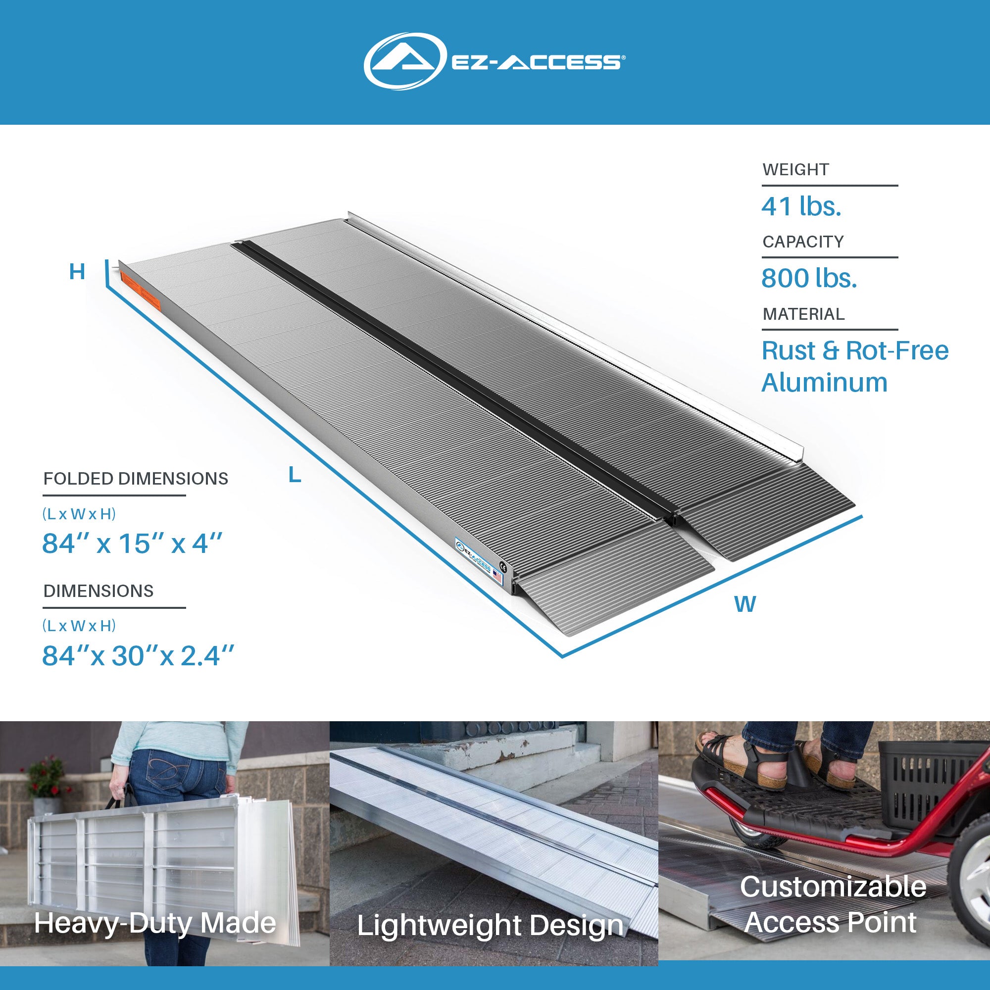 EZ-ACCESS SUITCASE 7’ x 30" Singlefold Ramp Suited for Minivans & SUVs(Open Box)