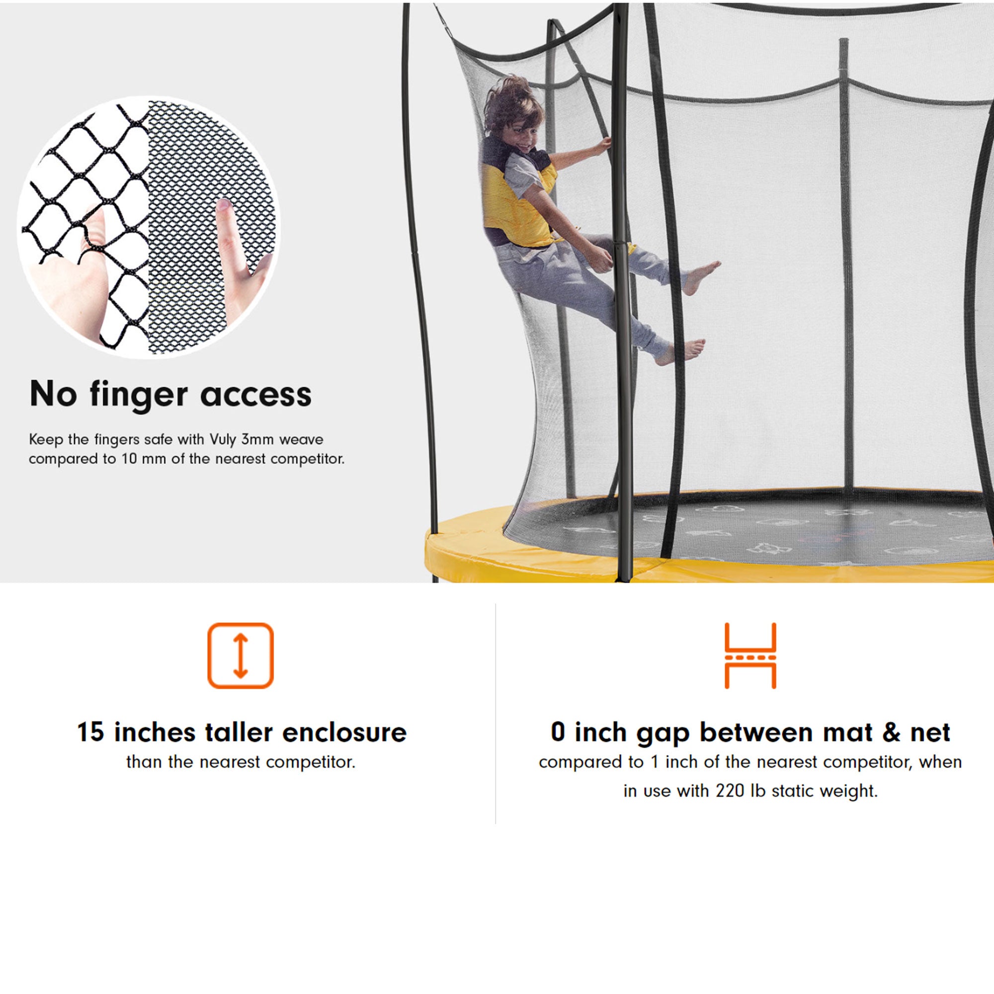 Vuly Medium Lift 2 Trampoline with Double Sided Padding and Extra Tall Enclosure