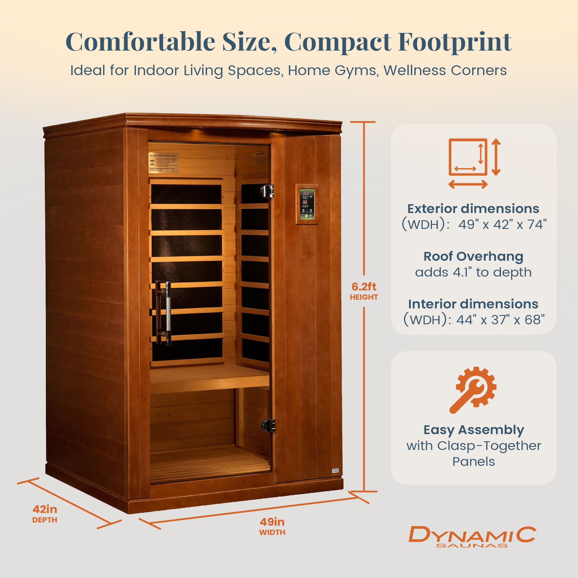 Dynamic Saunas Venice 2-Person Low EMF FAR Infrared Sauna, Canadian Hemlock Wood - VMInnovations