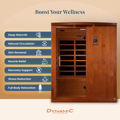 Dynamic Saunas Madrid Elite 3 Person Ultra Low EMF Infrared Lighting Home Sauna - VMInnovations