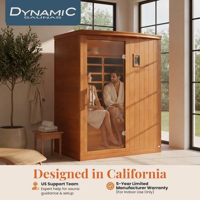 Dynamic Saunas Madrid Elite 3 Person Ultra Low EMF Infrared Lighting Home Sauna