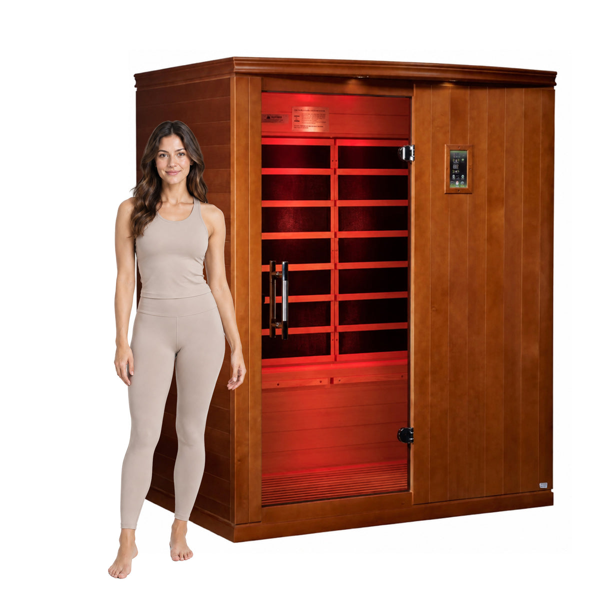 Dynamic Saunas Madrid Elite 3 Person Ultra Low EMF Infrared Lighting Home Sauna