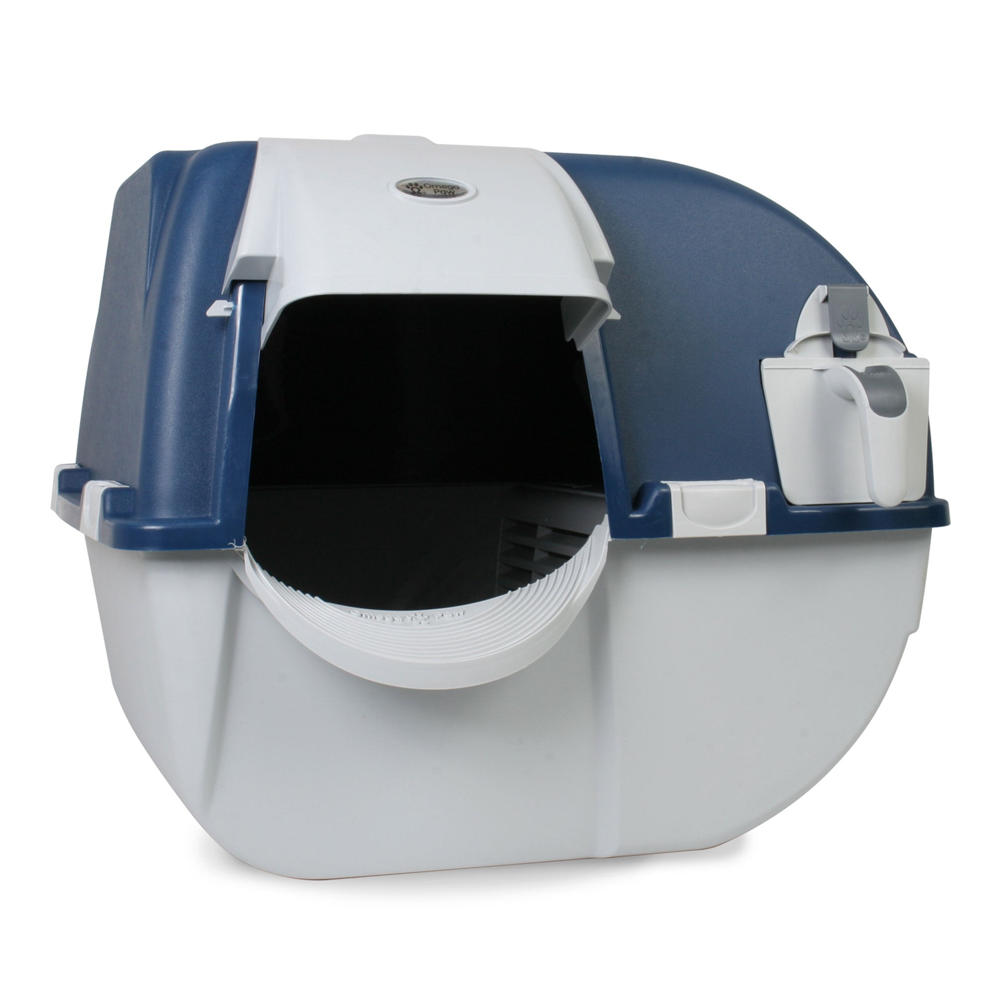 Omega Paw Roll N Clean Complete Self Cleaning Litter Box & 100 Bags, Blue (Used) - VMInnovations