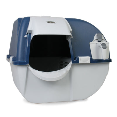 Omega Paw Roll N Clean Complete Self Cleaning Litter Box & 100 Bags, Blue (Used) - VMInnovations