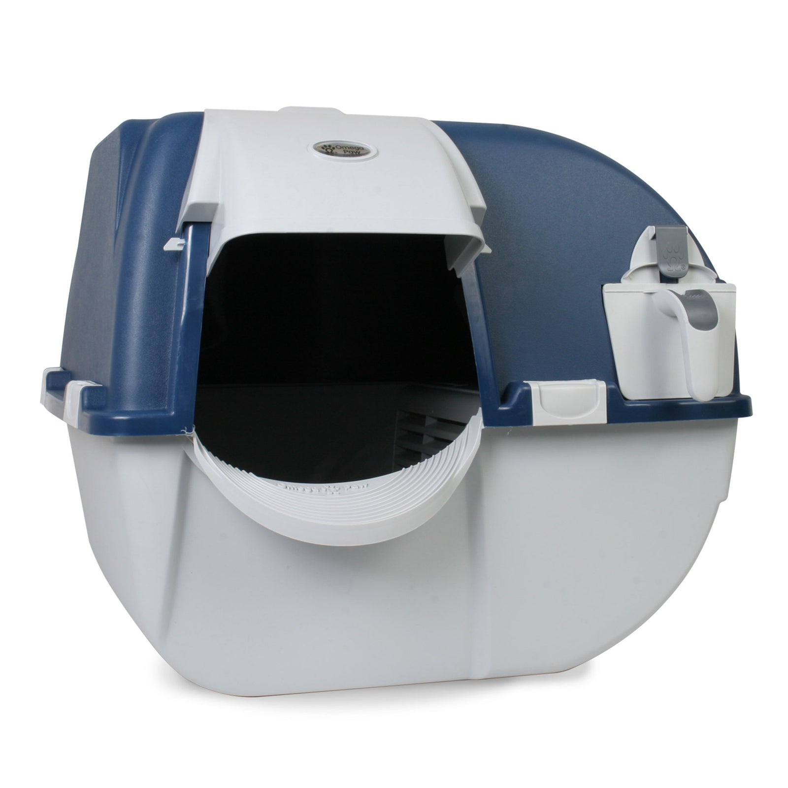 Omega Roll N Clean Complete Self Cleaning Litter Box & 100 Bags, Blue (Open Box) - VMInnovations