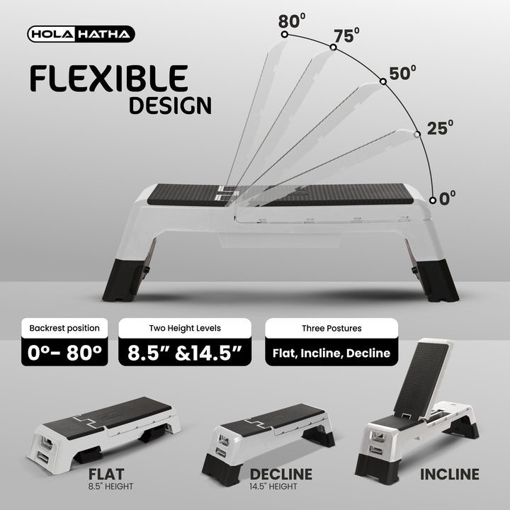 HolaHatha Multifunctional Fitness Aerobic Deck w/Storage, Silver (Open Box)